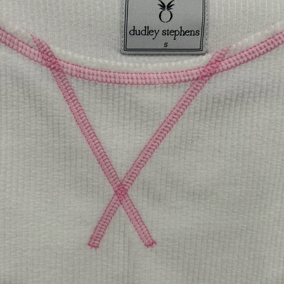 Dudley Stephens Somerset Ribbed Sweatshirt White and Pink Women’s  Small - Picture 3 of 3
